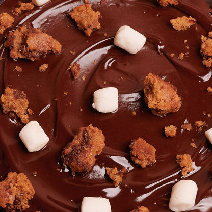 Detail of Giant Double chocolate Cookie with marshmallows and cookie crumbles
